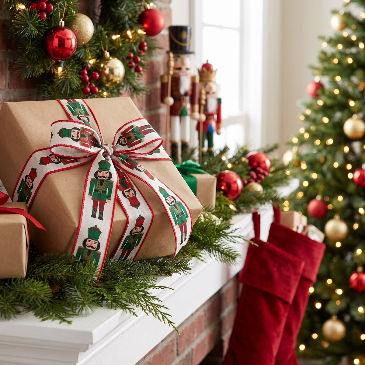 Multicolor Dual-Sided Nutcracker Christmas Ribbon, 2.5" x 15', by Holiday Time