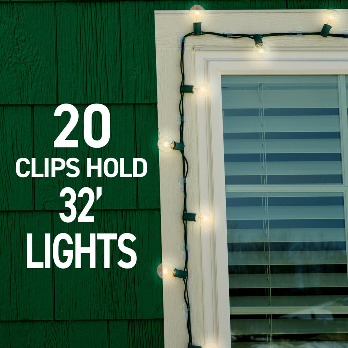 Command Outdoor Light Clips, Clear, Damage Free Decorating, 30 Clips and 32 Command Strips