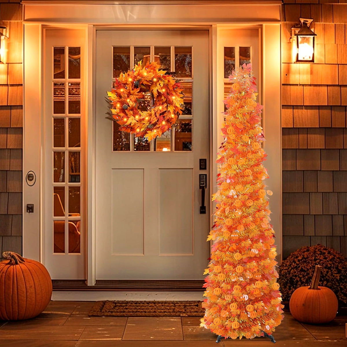Ayieyill 5ft Halloween Tree Prelit, Pencil Pop up Tree with Light Halloween Decoration | Indoor | Black