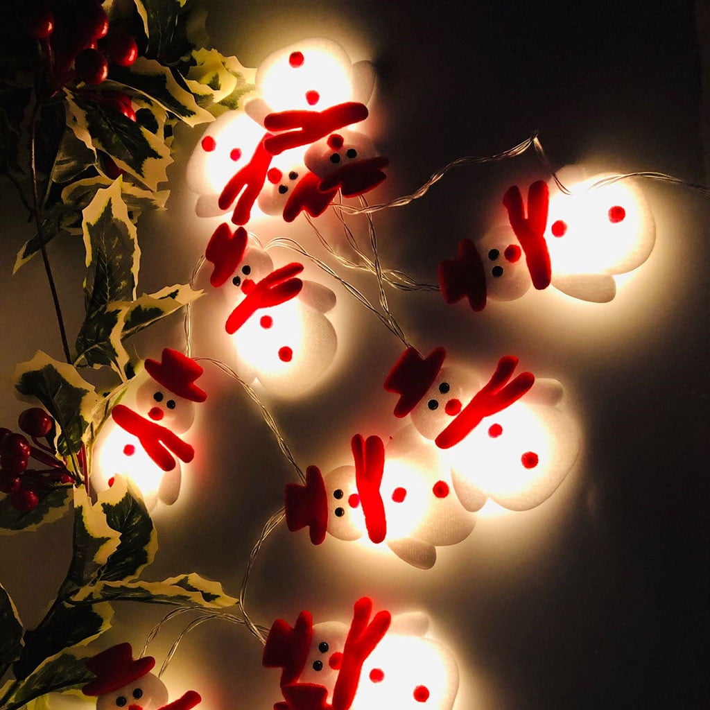 Tiitstoy Christmas Snowman String Lights, 10 LED 5.1ft Waterproof Light Up String Lights, Short Plush Lights for Christmas Decorations Christmas Tree Holiday Party Decoration