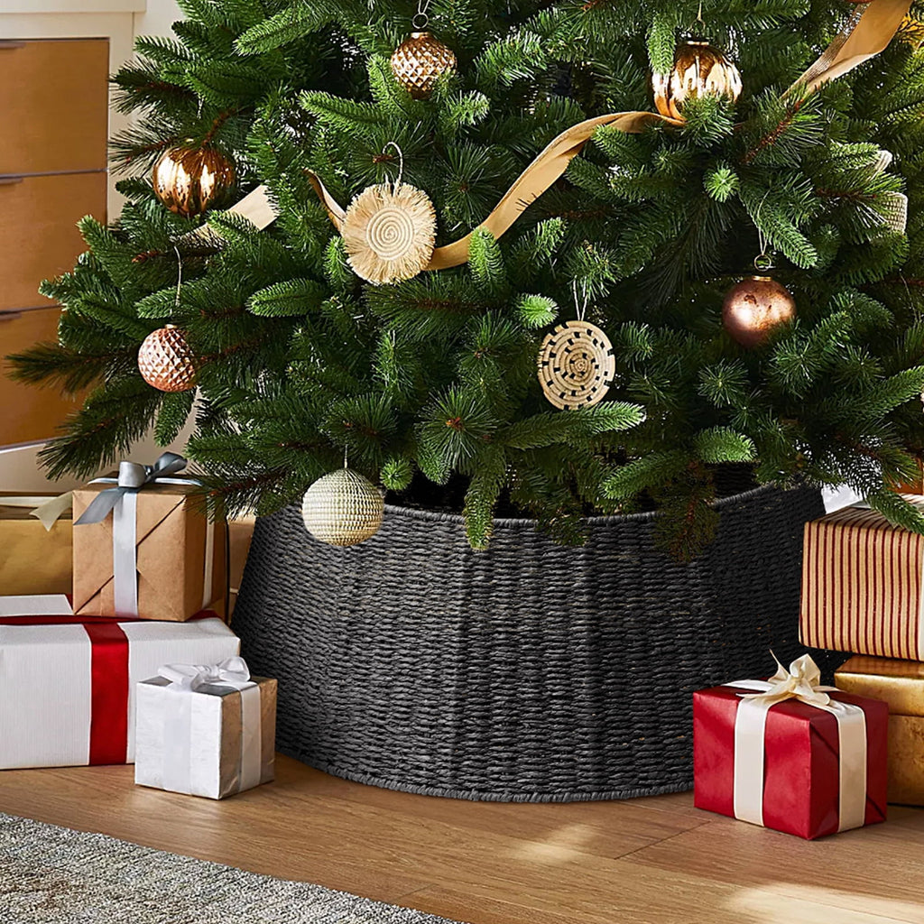 Ayieyill 26 inch Christmas Tree Collar, Christmas Tree Skirt Cover for Christmas Tree Decorations | Rattan (Natural)