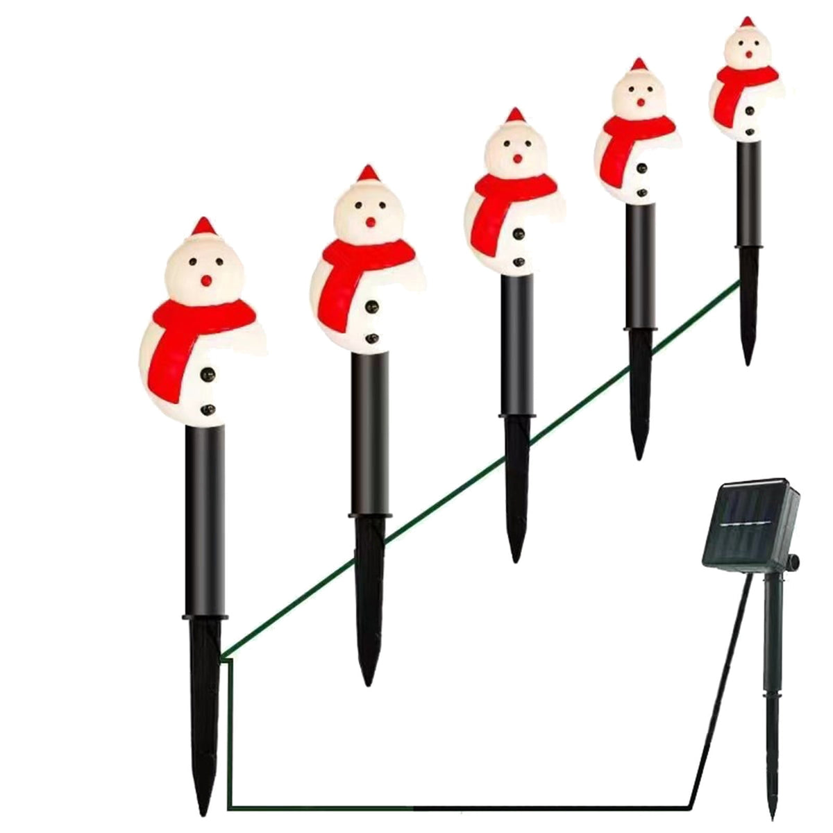5pcs 13.7in Outdoor Christmas Lights, CXALSSY C9 LED Solar Christmas Lights near Me, IP65 Waterproof Solar Outdoor Christmas Lights for House, XMAS Snowman Decorations