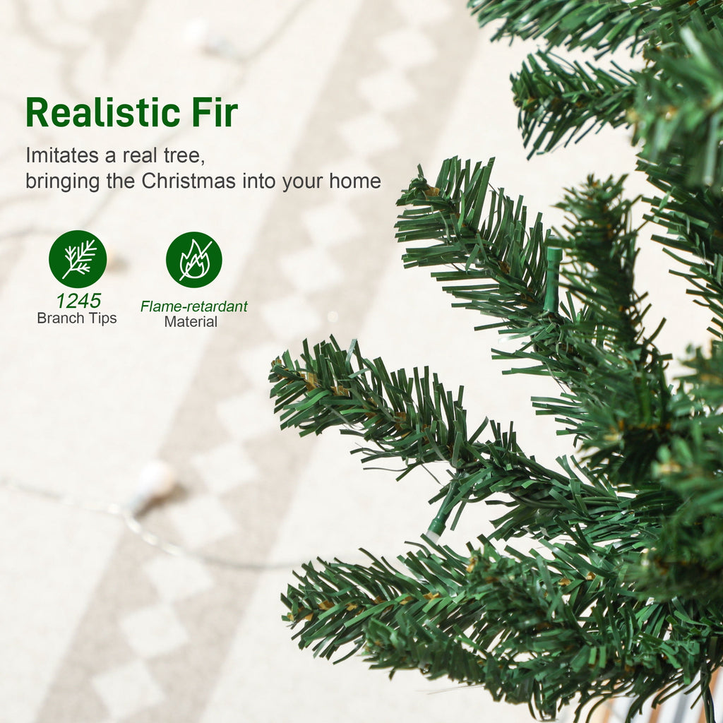 6ft Artificial Christmas Tree, 180 lED Christmas Tree with Metal Stand, Green Xmas Trees Seasonal Holiday Decoration Tree