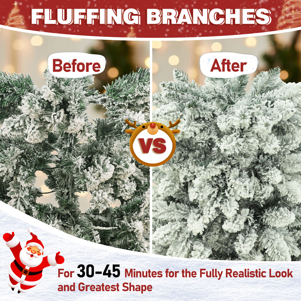 VEIKOUS 6.5ft Pre-lit Pencil Christmas Tree Slim w/250 LED Lights & Metal Stand, Green