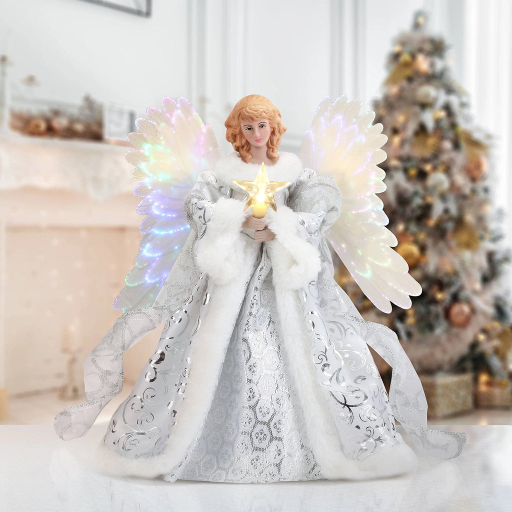 Mr. Christmas 12 in. Fiber-Optic Animated Tree Topper - Black Angel