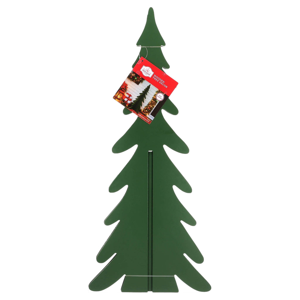 Wooden Slotted Tree Christmas Decoration, Green, 22", by Holiday Time