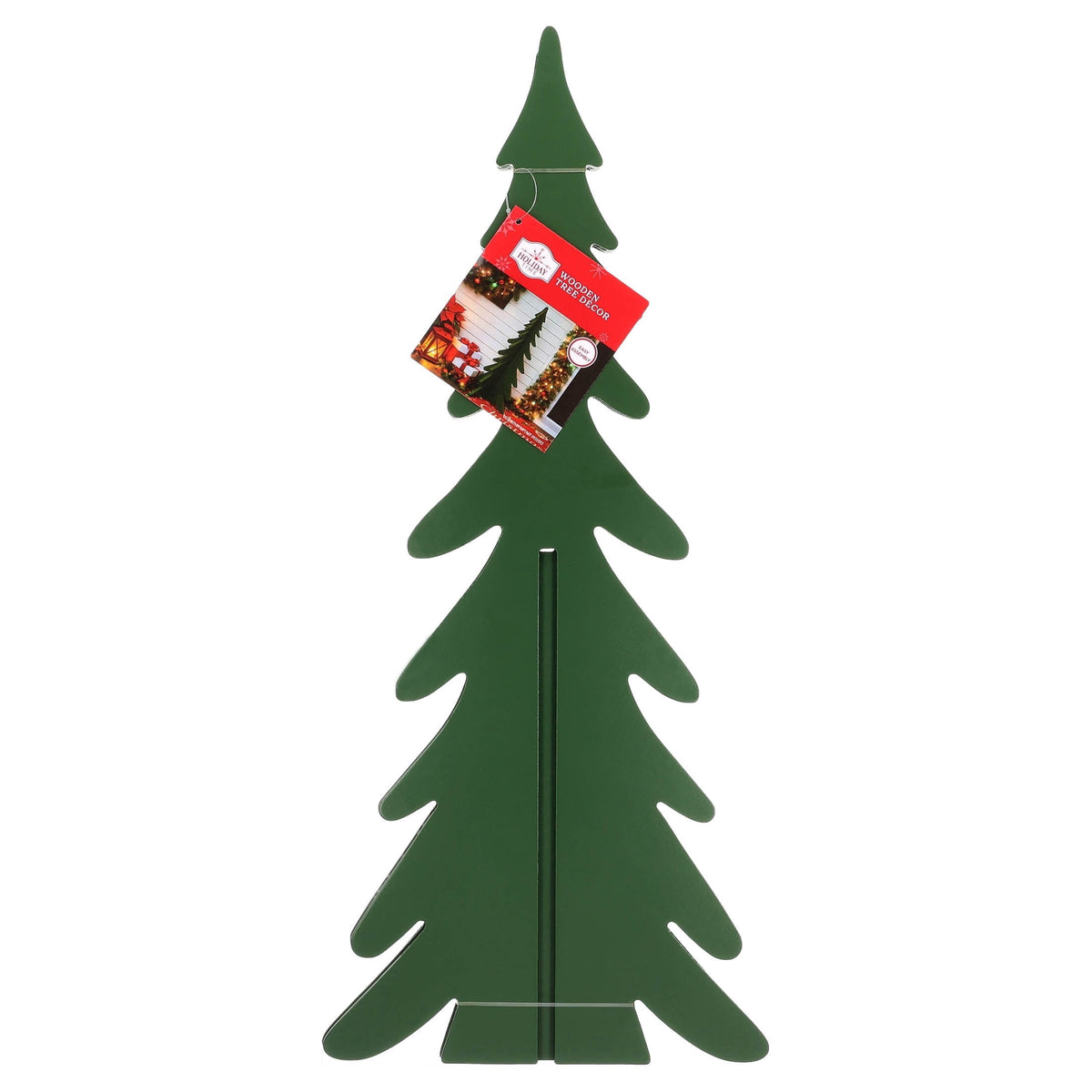 Wooden Slotted Tree Christmas Decoration, Green, 22", by Holiday Time