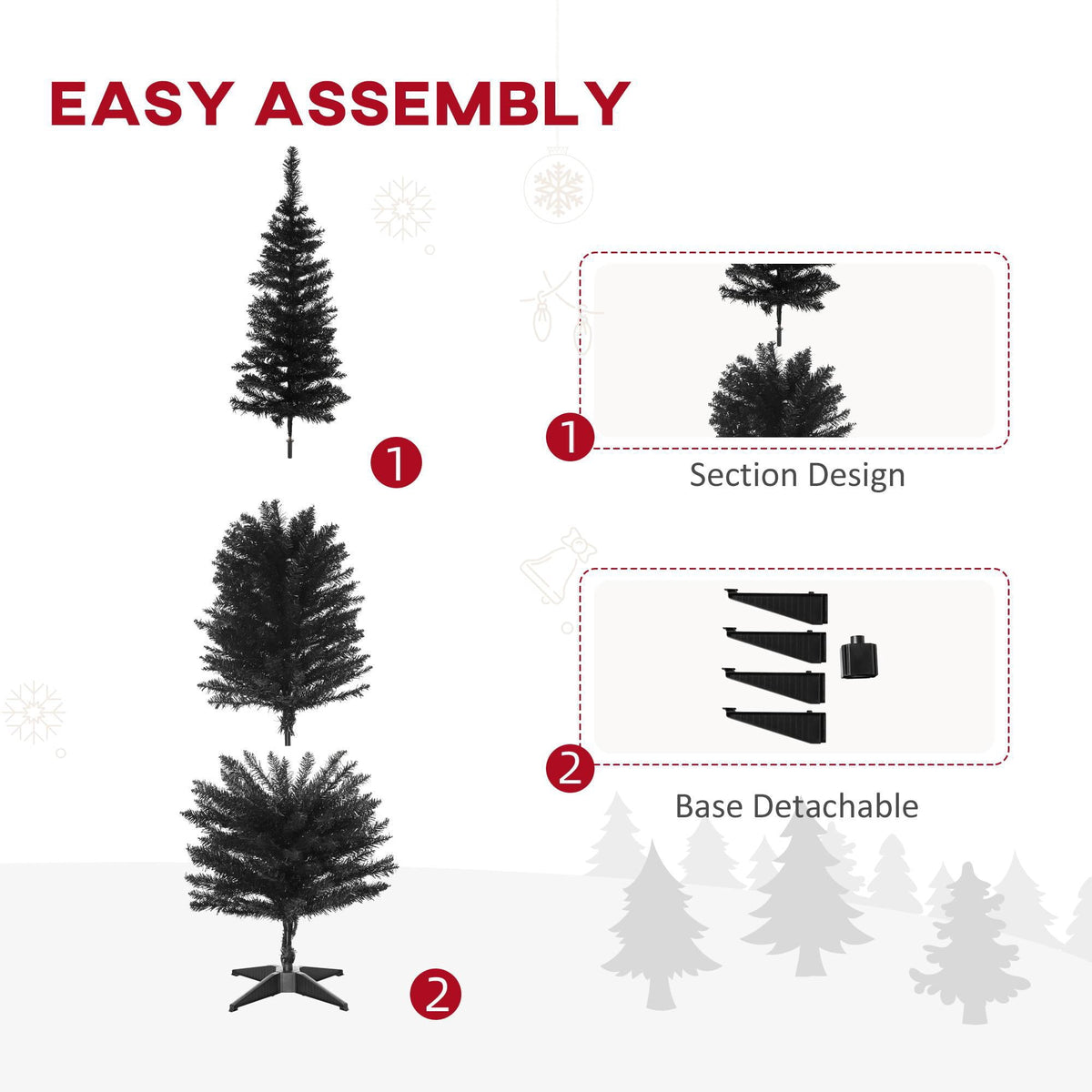 Kadyn Christmas Tree, Xmas Trees,6' Artificial Pencil Christmas Tree with 390 Realistic Branch Tips and Plastic Stand, Silver