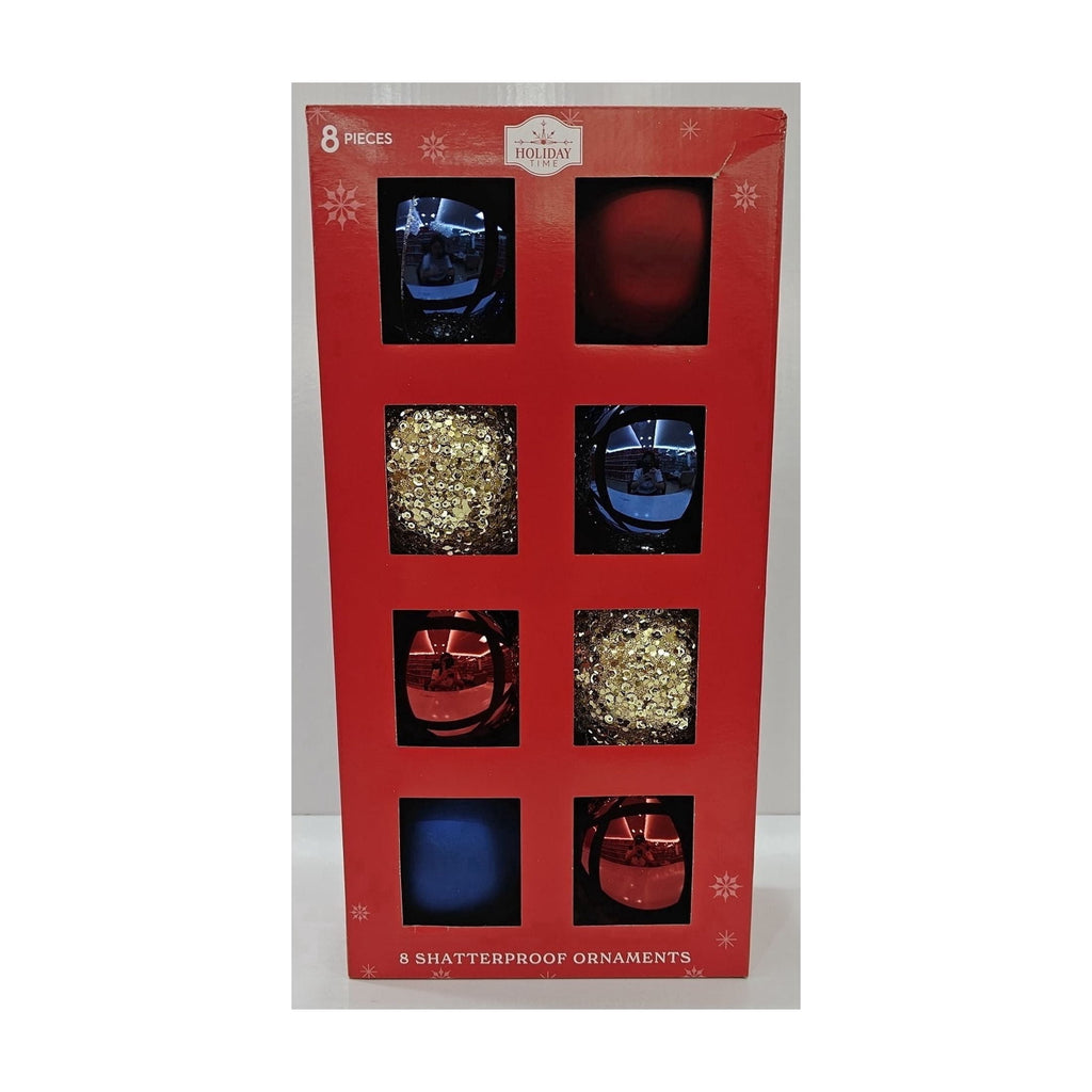 8-Count Champagne and White Ball Shatterproof Christmas Ornaments, 4.5", by Holiday Time