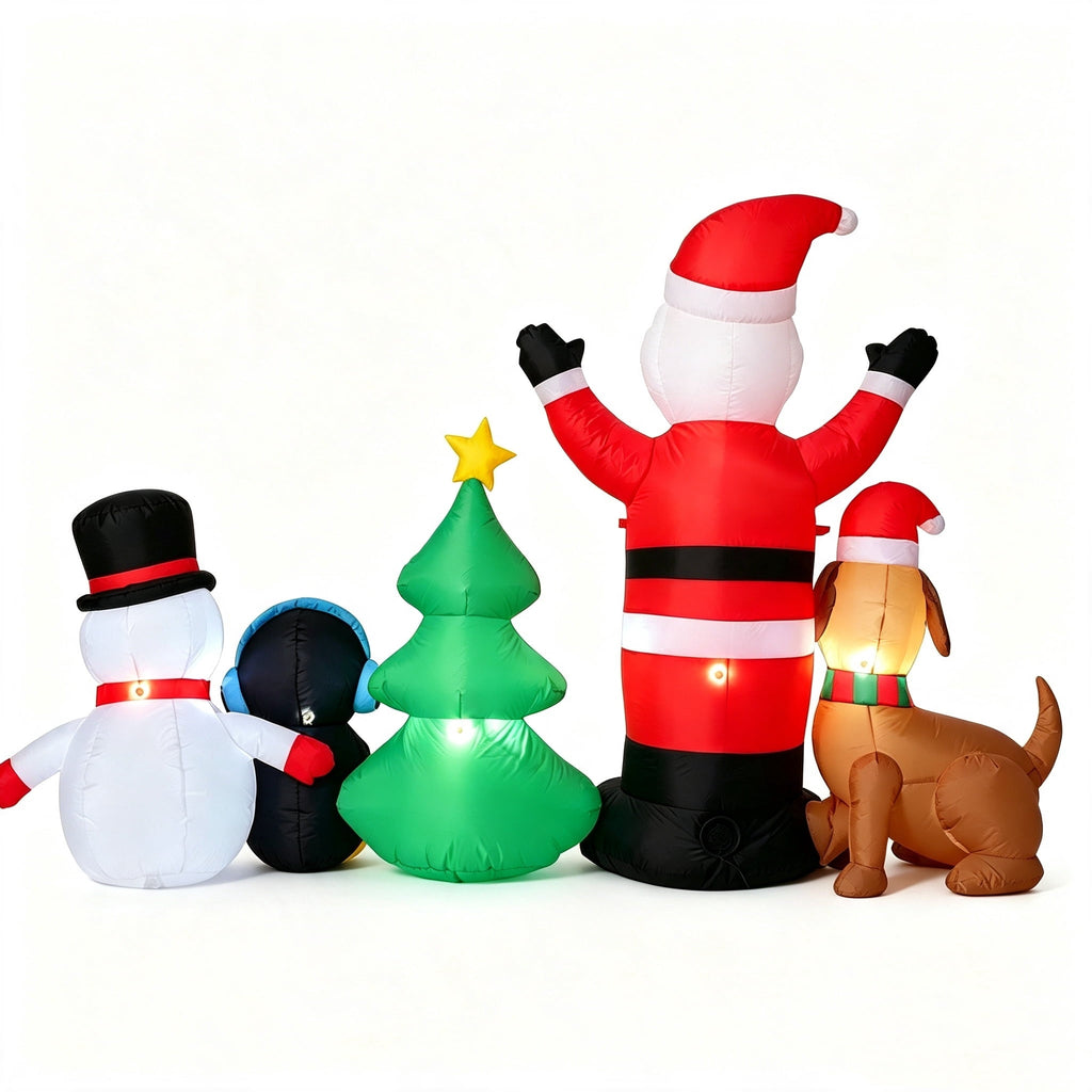 Firstness 8ft Christmas Inflatable,Christmas Blow ups Santa Snowman Xmas Tree Penguin Dog with LED Lights, Yard Garden Party Outdoor Decoration