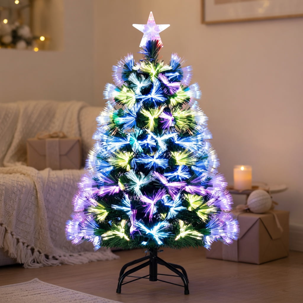 Resenkos 3-Ft Fiber Optic Artificial Christmas Tree with Star Topper - Green