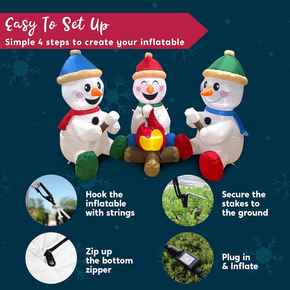 Joyfy 6 FT Christmas Inflatables Snowman Outdoor Decorations,Snowman Christmas Blow Ups Yard Christmas with Built-in LEDs for Holiday Party Garden Lawn Decor