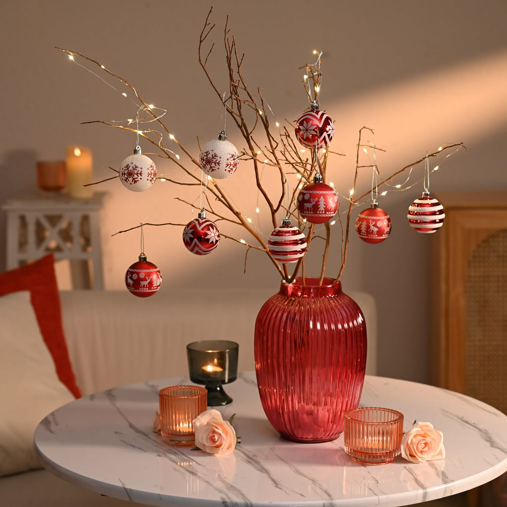 Valery Madelyn 24ct 2.36" Christmas Ball Ornaments, Red White Shatterproof Ornaments for Christmas Party Decor