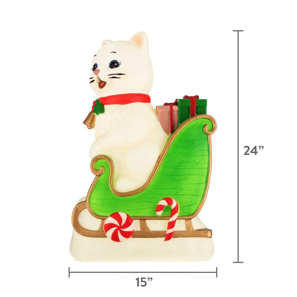 Lighted Blow Mold Cat in Sleigh Indoor/Outdoor Christmas Decoration, Multicolor, 24", by Holiday Time