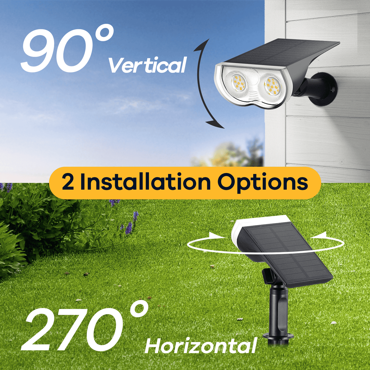 Linkind Solar Lights Outdoor, LED Solar Landscape Spotlights, IP67 Waterproof Outdoor Lighting for Yard, Garden, Pathway, Patio, 2 Pack (Daylight)