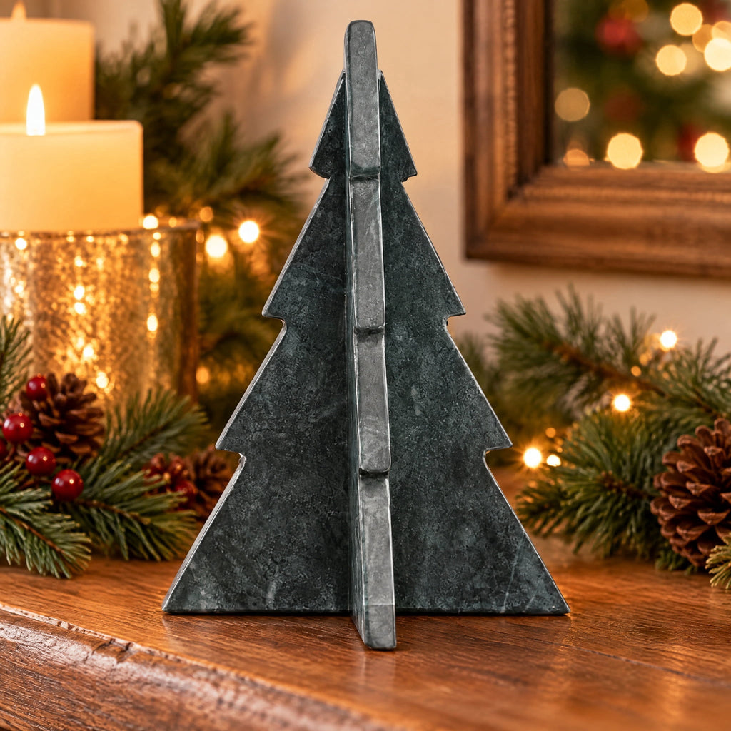 Marble Tree Christmas Decoration, Green, 8.5", by Holiday Time