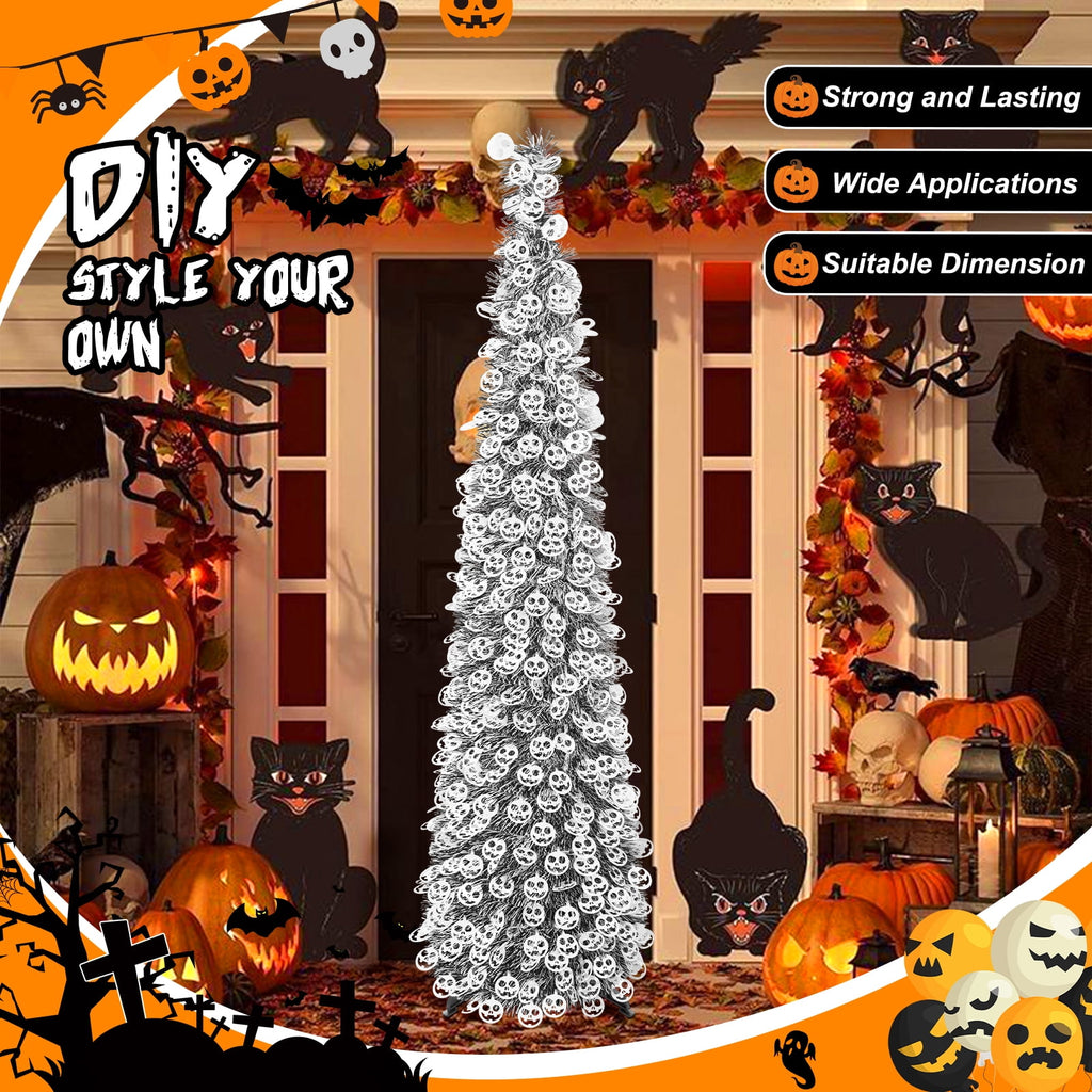 Ayieyill 5ft Halloween Tree Prelit, Pencil Pop up Tree with Light Halloween Decoration | Indoor | Black