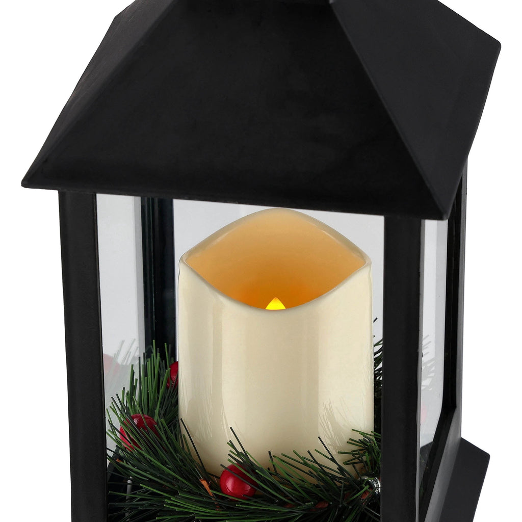 Light-Up Flameless Candle Lantern Christmas Decoration, Black, 9", by Holiday Time