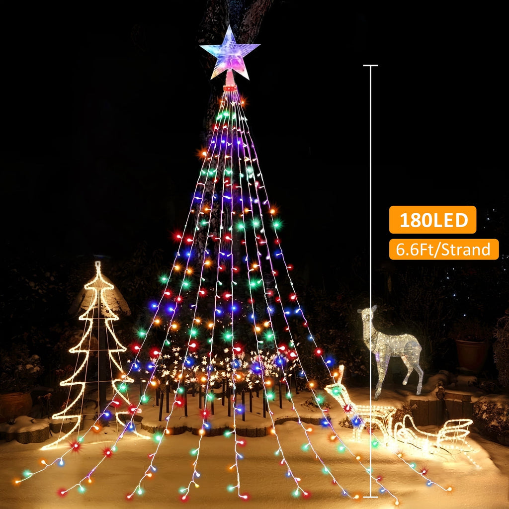 AVOXEZOR Christmas String Lights for Tree, 180 LEDs Christmas Tree Lights with 8 Modes Timer, Waterproof Fairy Lights for Christmas Tree Wall Indoor Outdoor Decor, Multicolor