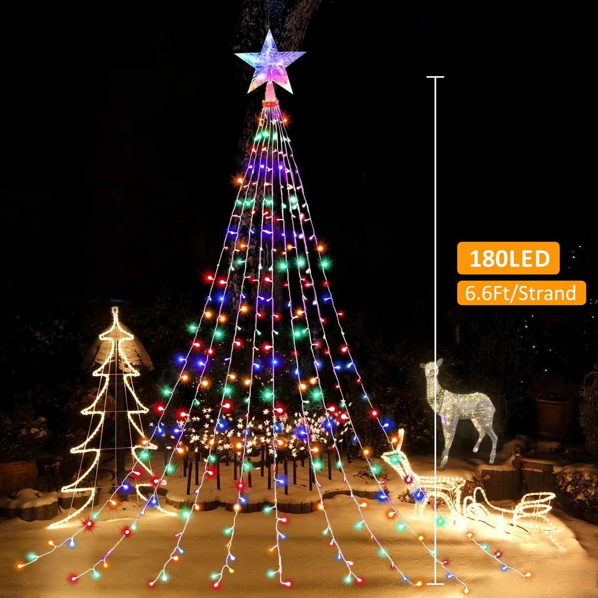 AVOXEZOR Christmas String Lights for Tree, 180 LEDs Christmas Tree Lights with 8 Modes Timer, Waterproof Fairy Lights for Christmas Tree Wall Indoor Outdoor Decor, Multicolor