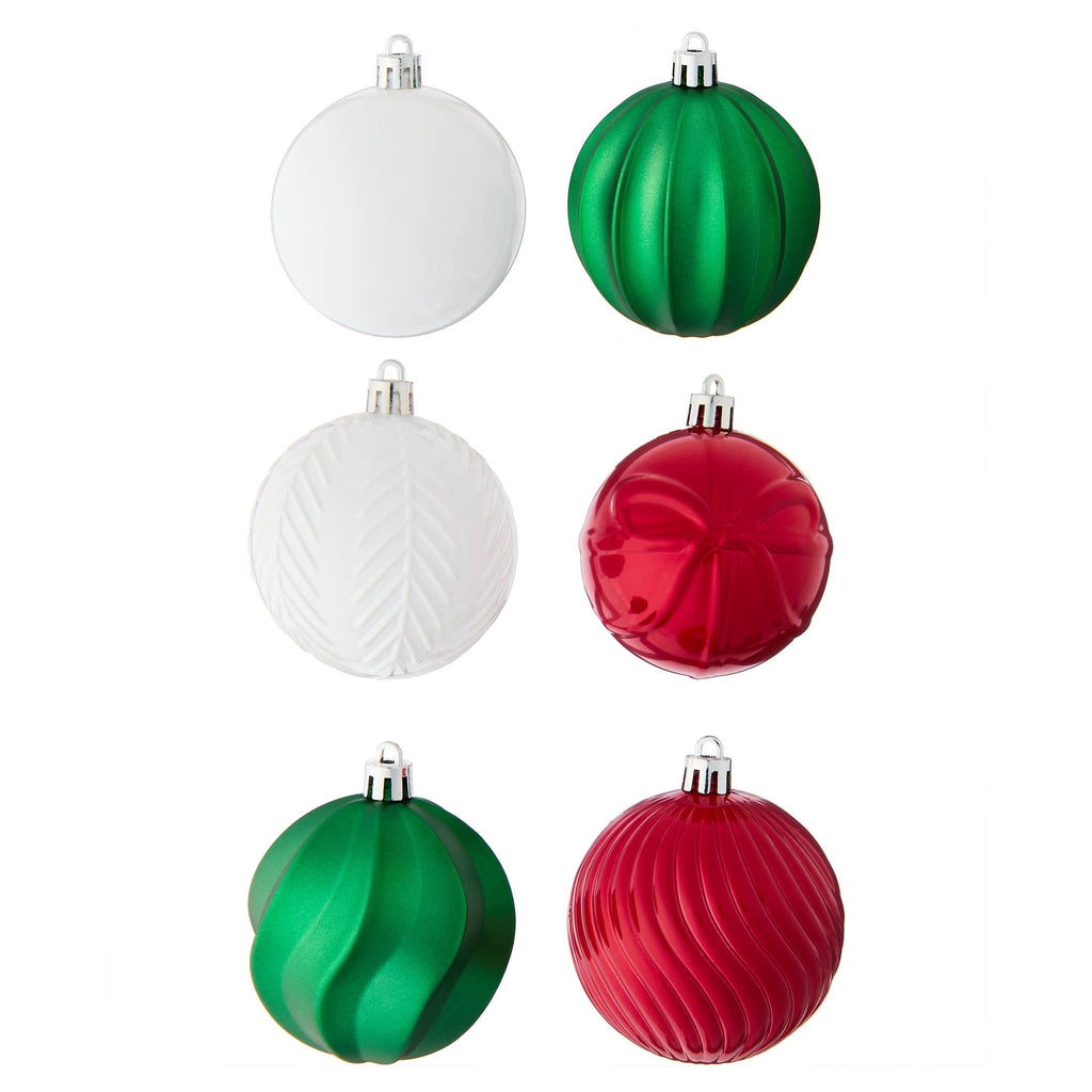 50-Count Red/Green/White Ball Shatterproof Christmas Ornaments, 3", by Holiday Time