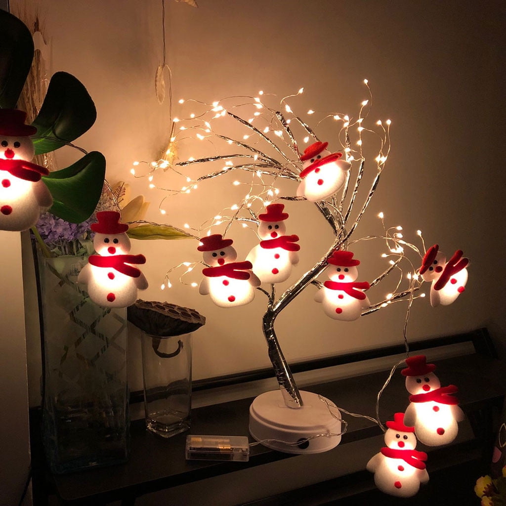 Tiitstoy Christmas Snowman String Lights, 10 LED 5.1ft Waterproof Light Up String Lights, Short Plush Lights for Christmas Decorations Christmas Tree Holiday Party Decoration