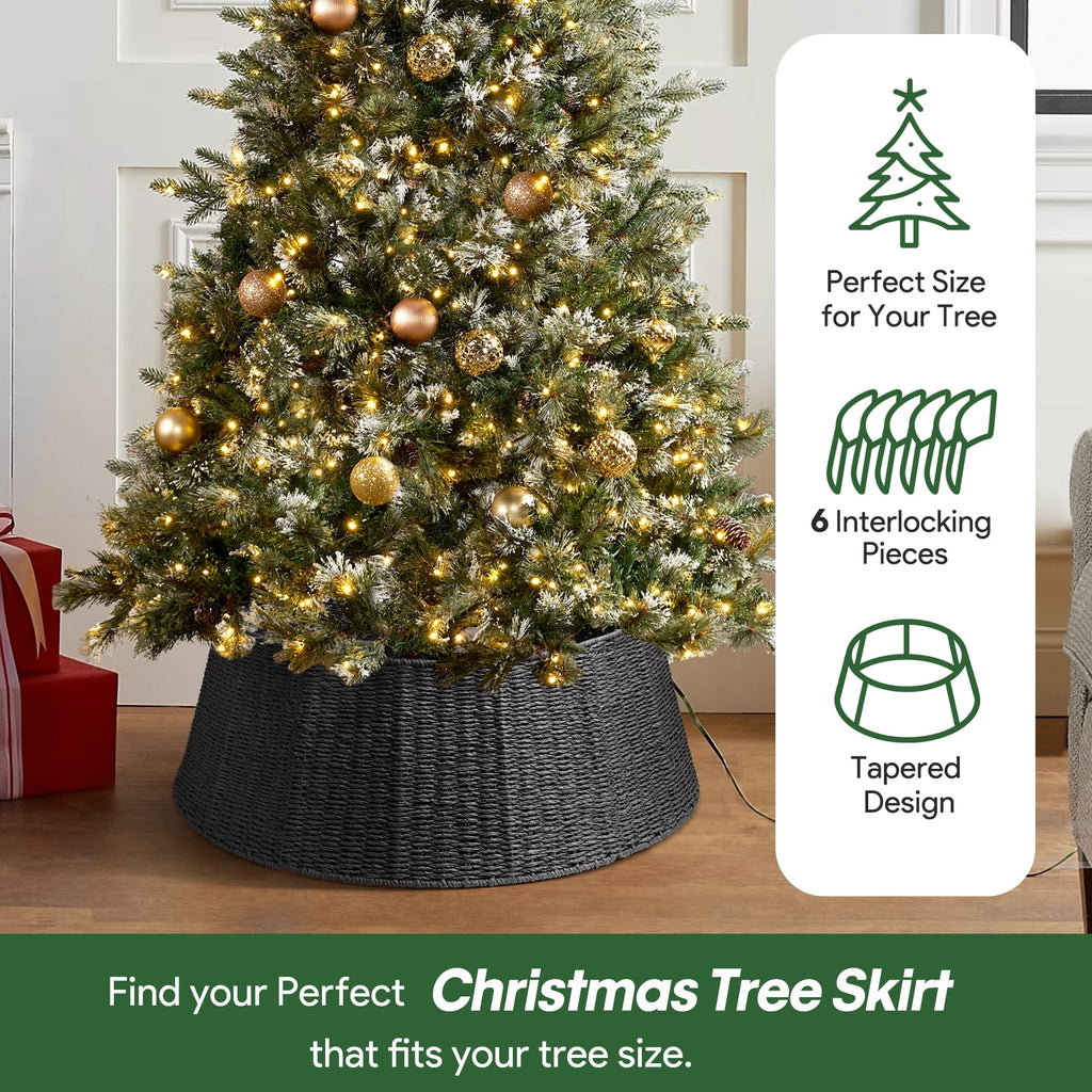 Ayieyill 26 inch Christmas Tree Collar, Christmas Tree Skirt Cover for Christmas Tree Decorations | Rattan (Natural)