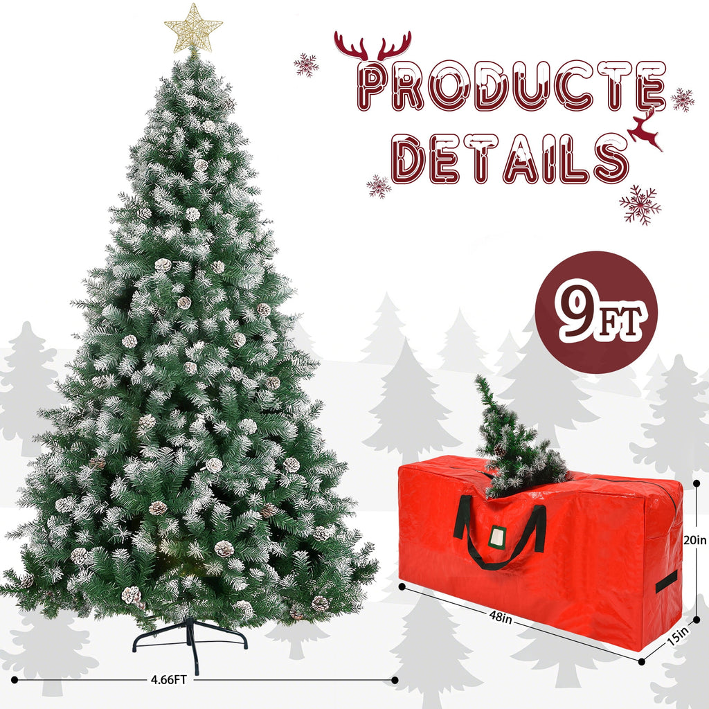 Yexmas 7.5ft Pre-Lit Christmas Tree with Tree Topper, 8 Modes LED Lights, Artificial Xmas Tree with Large Storage Bag
