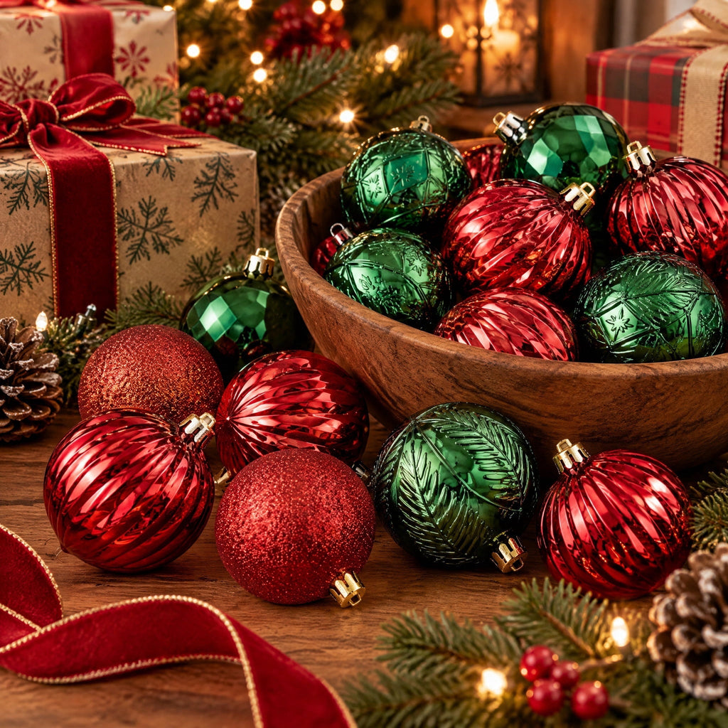 50-Count Red and Green Ball Shatterproof Christmas Ornaments, 3", by Holiday Time