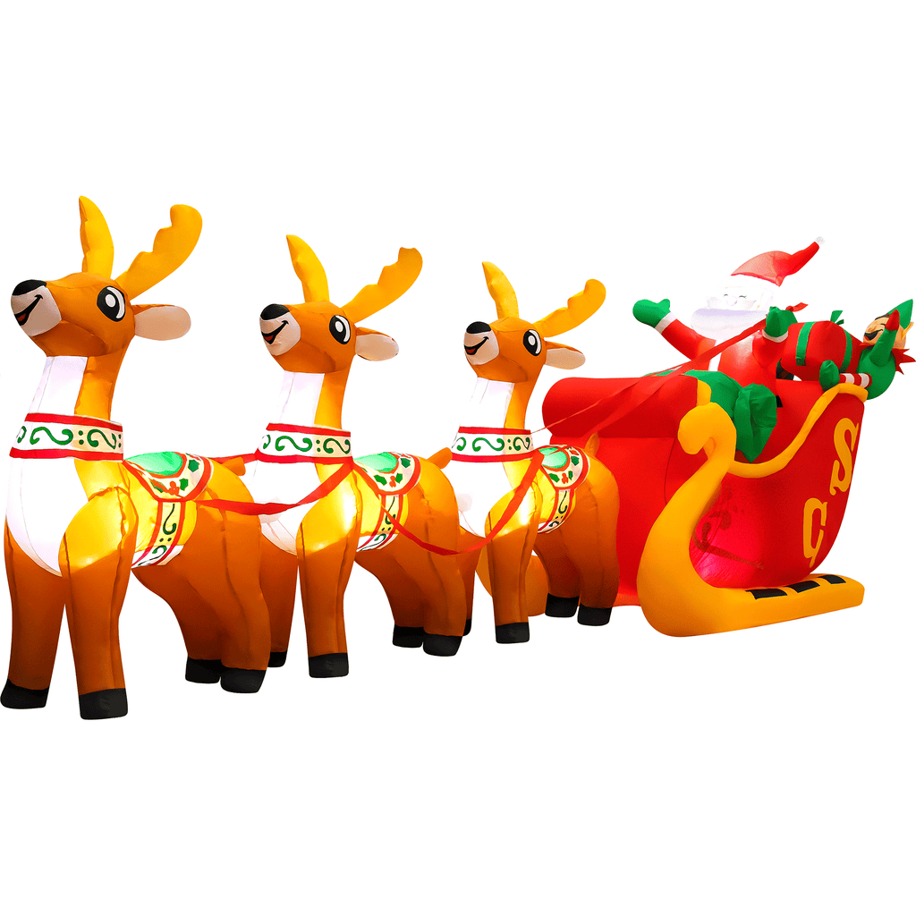 Yexmas 10ft Christmas Inflatable Santa Claus On Sleigh With 3 Reindeer Outdoor Lights Decor for Holiday Decor,Xmas Party,Yard,Garden and Lawn