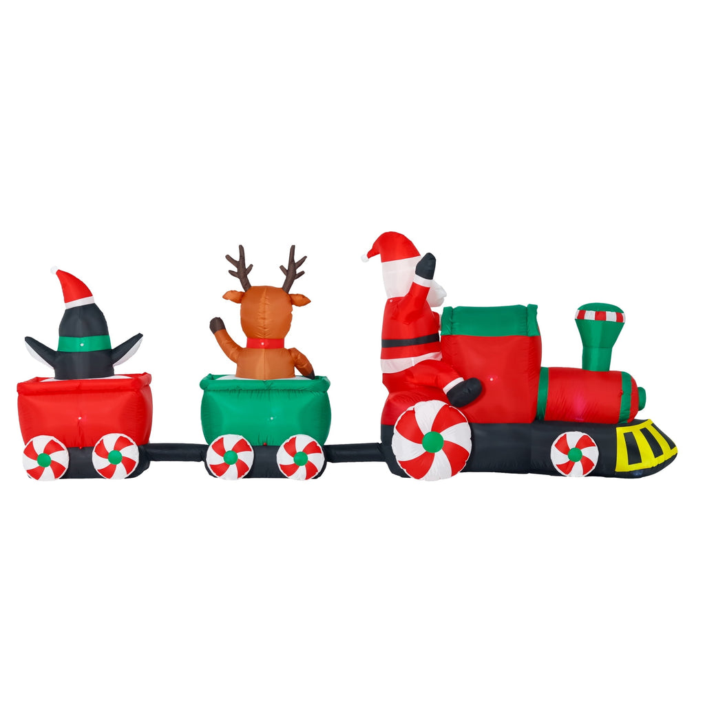Holiday Time Multicolor Santa Train Inflatable with LED Lights, Indoor/Outdoor Christmas Decor, 11 Feet Long, Up to 12 Years