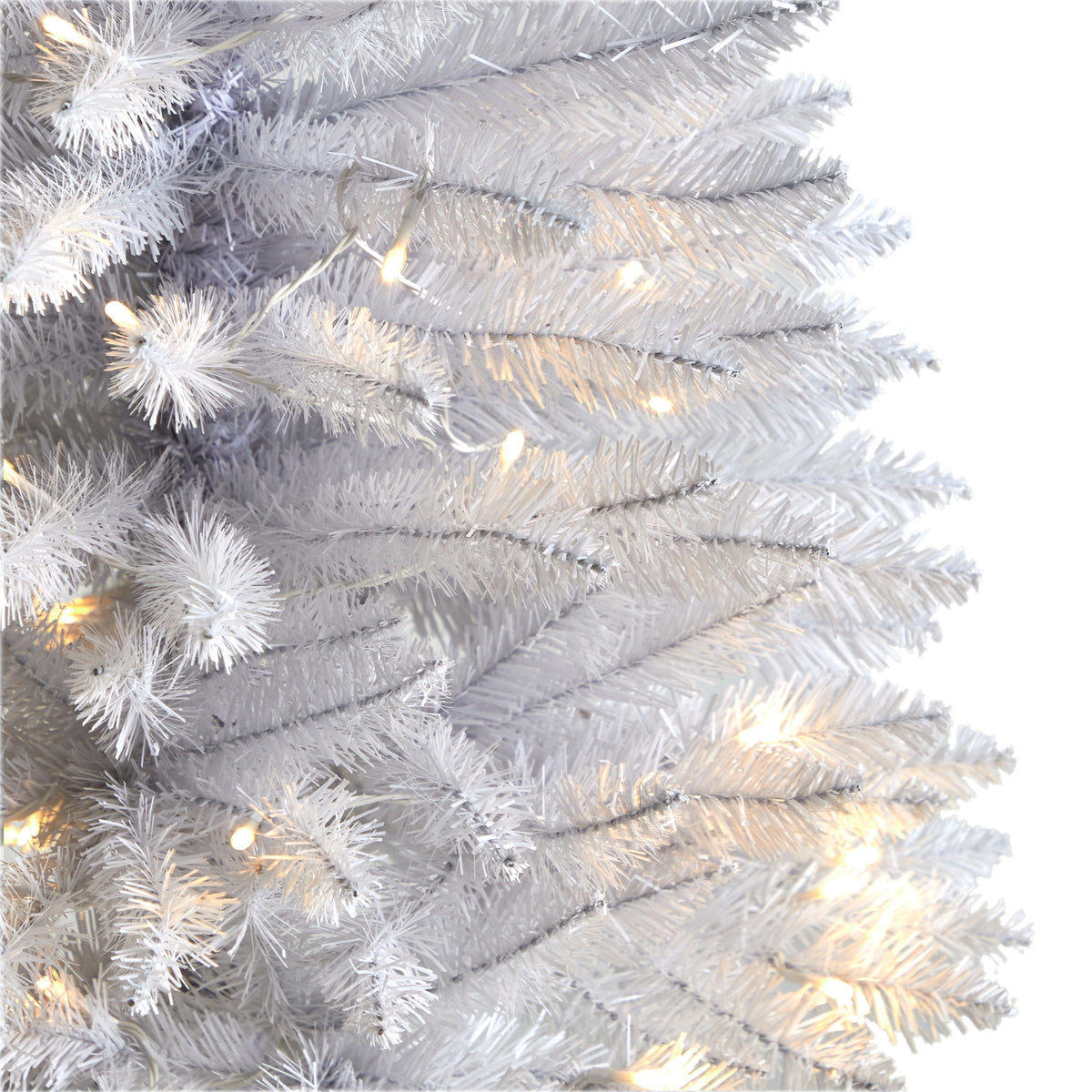 Nearly Natural 3' White Slim Artificial Christmas Tree Prelit 50 Warm White LED Lights