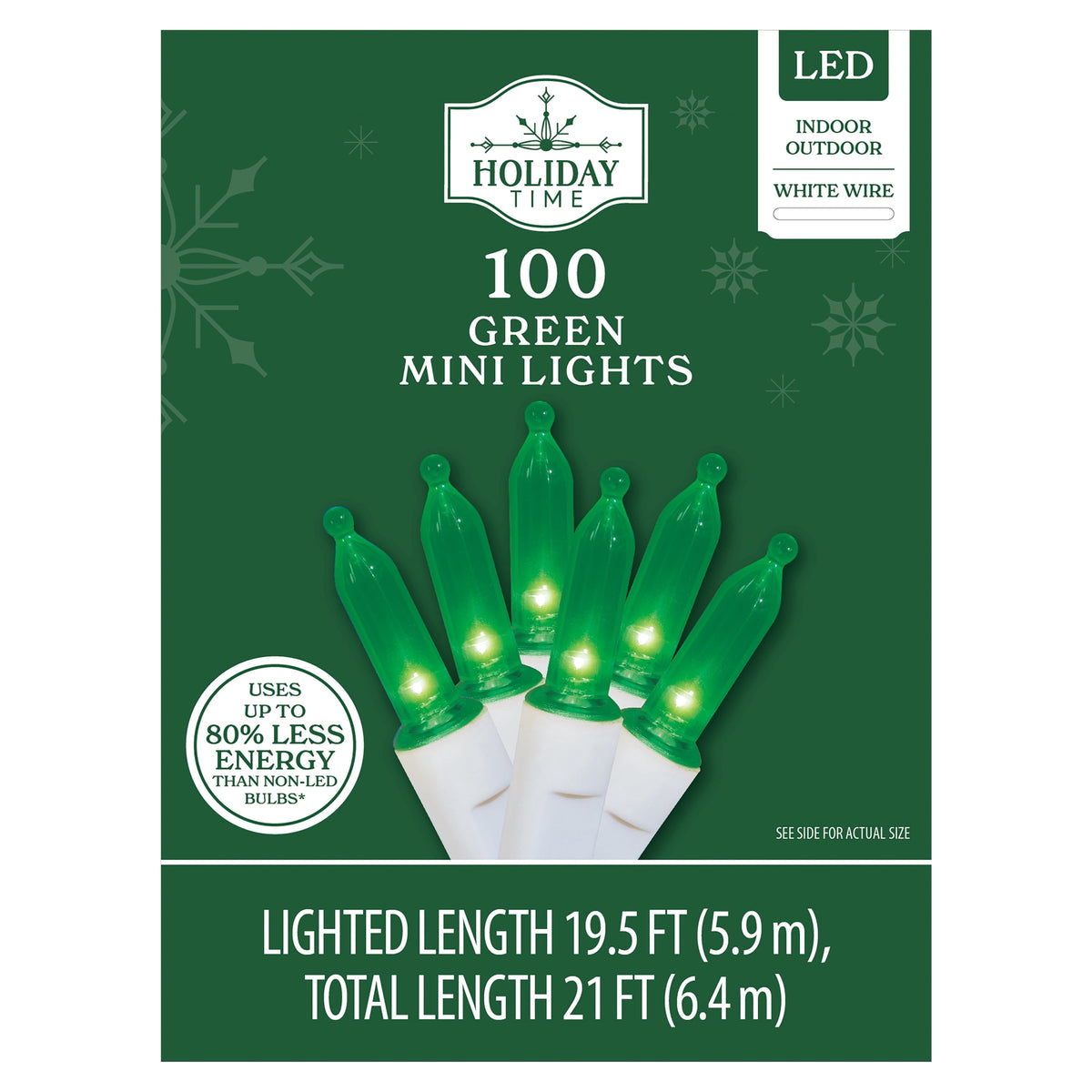 Indoor/Outdoor 100-Count LED Mini Christmas String Lights, Warm White, White Wire, 19.5', by Holiday Time