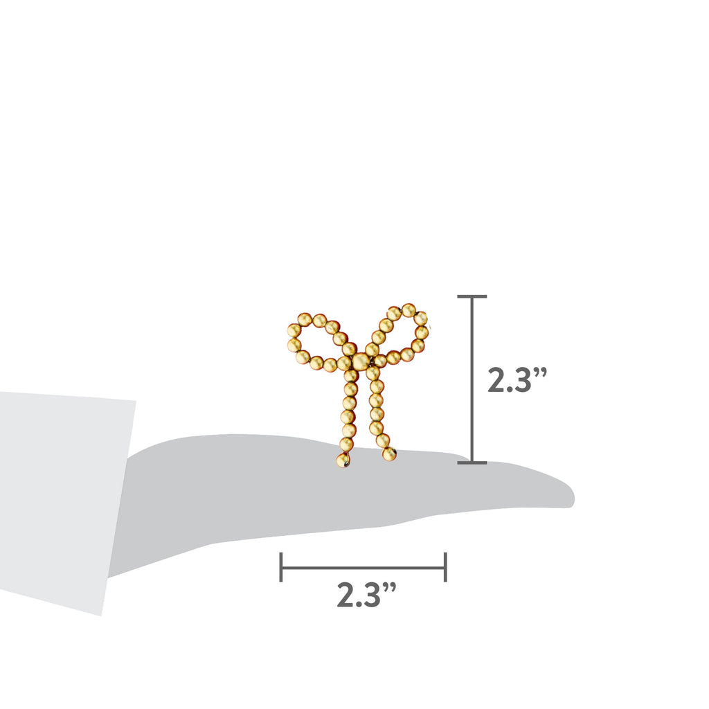 4-Count Gold Beaded Bow Mini Christmas Ornaments, 2.3", by Holiday Time