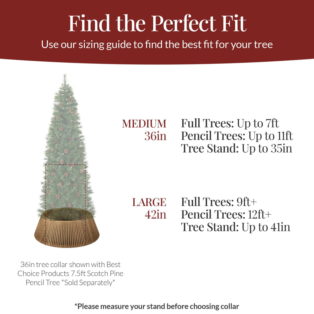 Best Choice Products 36in Christmas Tree Collar, Solid Wood Slatted Tree Skirt Holiday Accessory for Home - Walnut