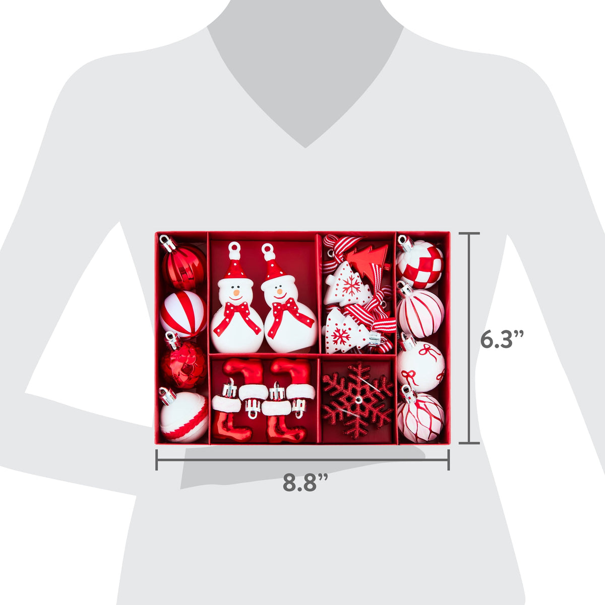 24-Count Red and White Mini Christmas Ornaments, by Holiday Time