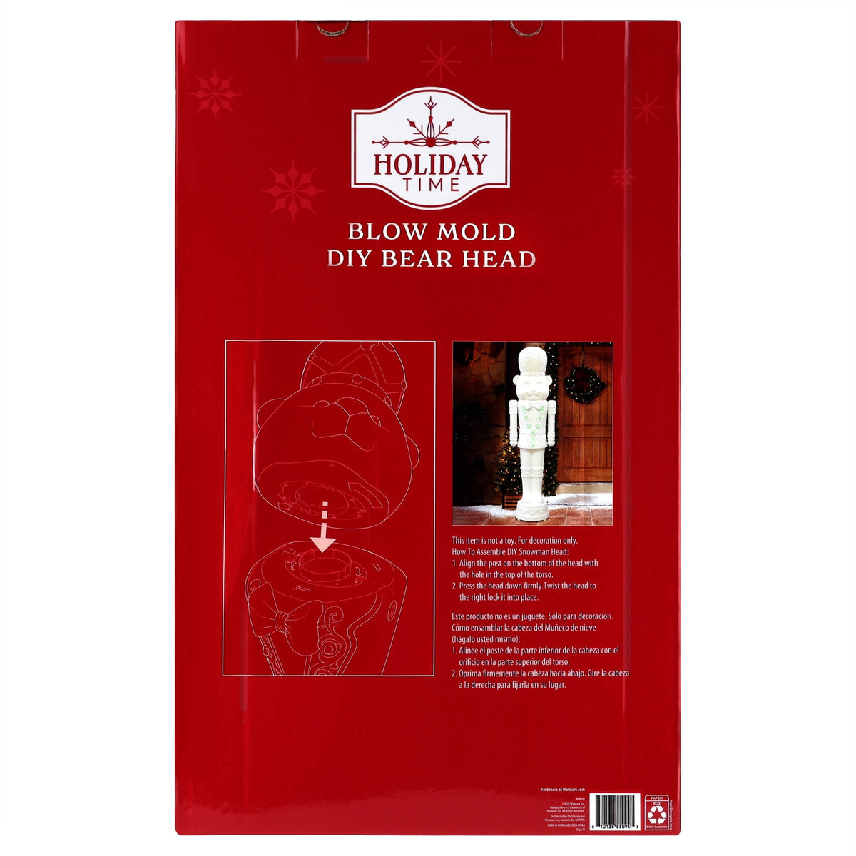 Paint-it-Yourself Blow Mold Bear Decorative Nutcracker Head, White, 22.4", by Holiday Time