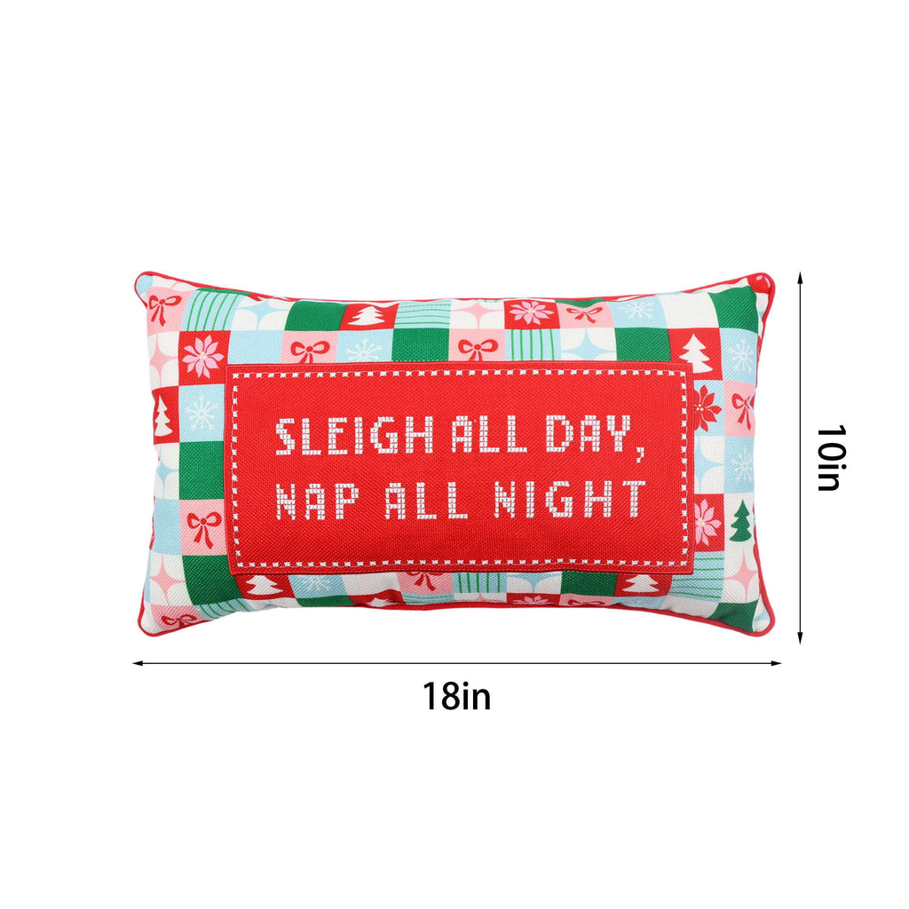 Holiday Time Sleigh All Day Nap All Night Decorative Lumbar Pillow