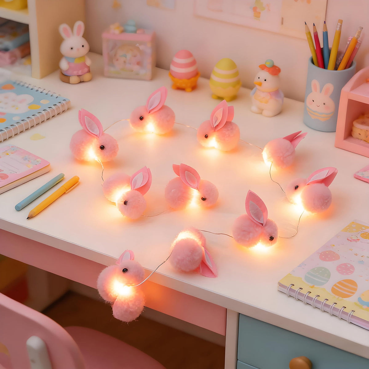XGFHYJEH Easter Light Bunny String Lights Battery Operated 2M 20LED Fairy String Lights for Easter Decor Indoor Bedroom Patio Spring Theme Party Decor