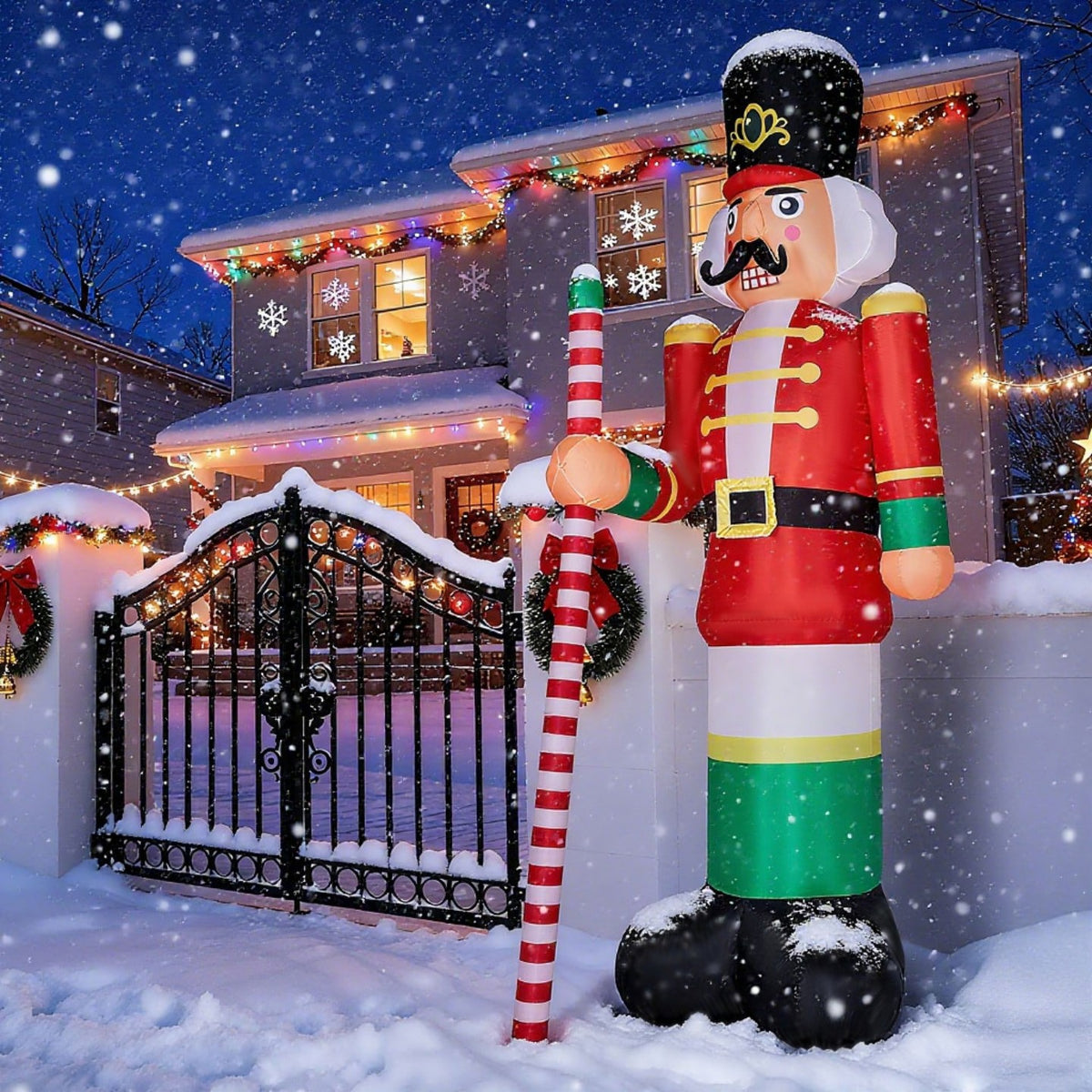 Tcbosik 12 FT Giant Christmas Inflatables Snowman Outdoor Yard Decorations, Blow up Snow Man with Black Hat, Built-in LED Light, Winter Outside Decor for Holiday Party Patio Garden Lawn