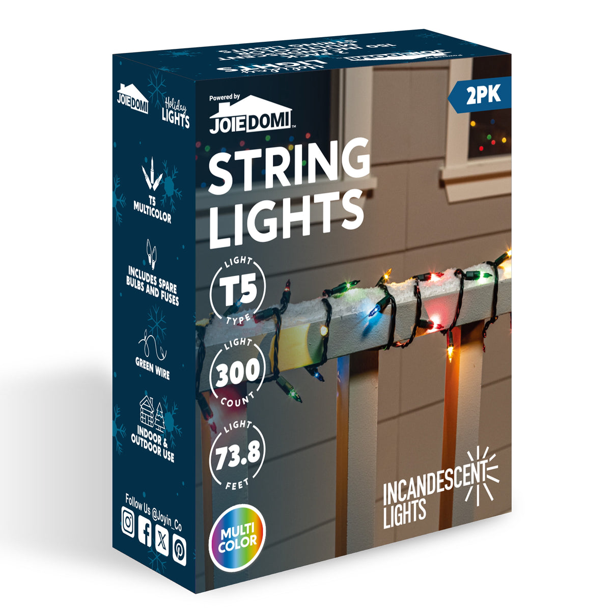 Joyfy Multicolor Christmas Lights,21.4ft 100 Count Multicolor Christmas String Lights,Connectable Green Wire Xmas Tree Lights for Indoor Outdoor Christmas Decorations Holiday Party Decor