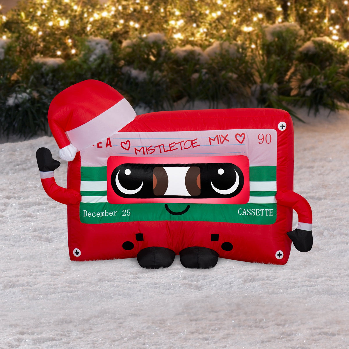 Multicolor Vintage 90s Cassette Tape Christmas Airblown Yard Inflatable, 3.3', by Holiday Time
