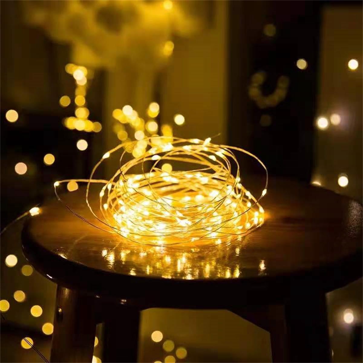 Set of 2 Battery Operated Mini Led Fairy Light Dewdrop Light with Timer 6 Hours on/18 Hours off for Christmas Party Decoration,30 LEDs,10 Feet Silver Wire (Warm White)