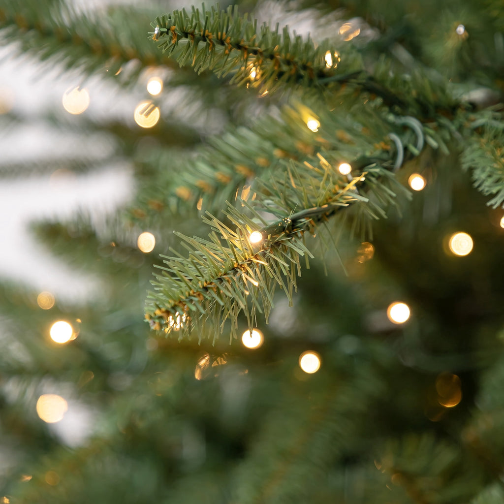 7.5' Pre-Lit Milford Pine Green Artificial Christmas Tree with LumaDazzle Color-Changing Twinkle LED Lights, Quick Set, and Stand, by Holiday Time