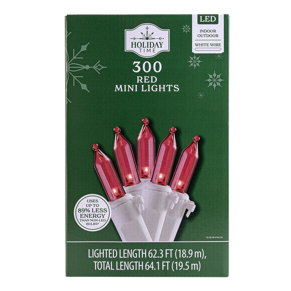 Indoor/Outdoor 300-Count LED Mini Christmas String Lights, Warm White, White Wire, 62.3', by Holiday Time
