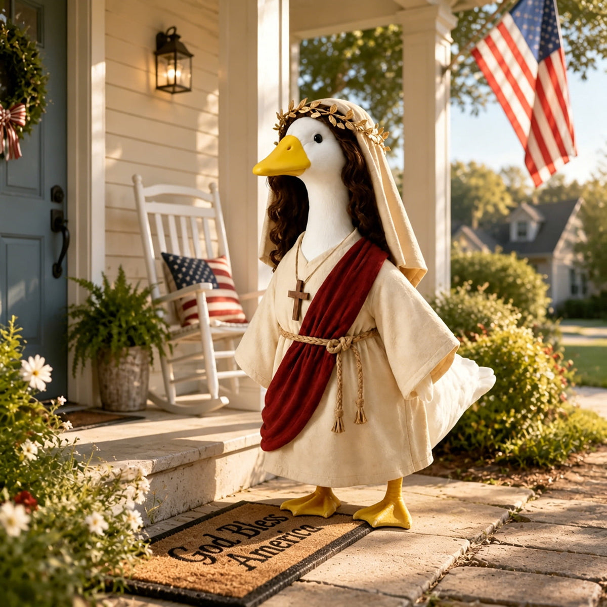 Lzobxe Porch Goose Clothes, Casual Style Lawn Yard Garden Decor for 23" High Cement or Plastic Geese, Goose Costume for All Season and Occasiona