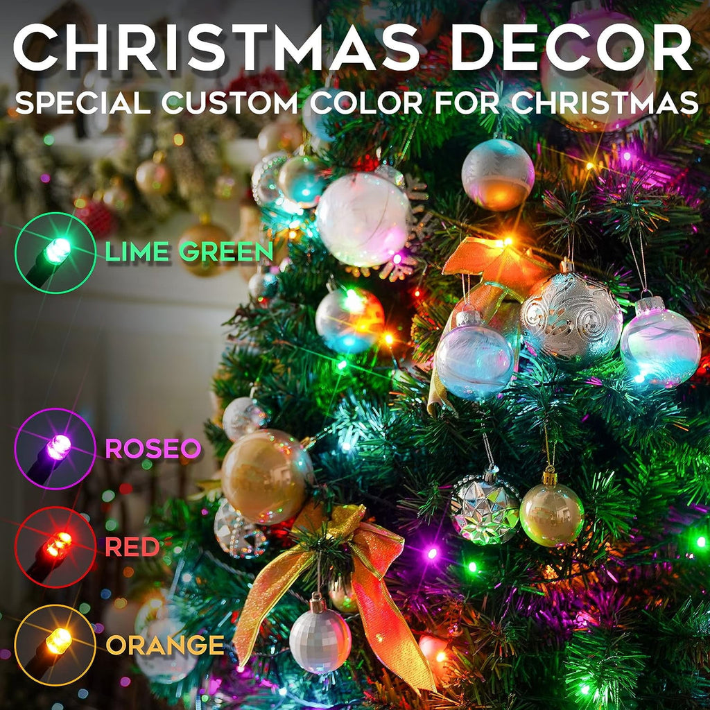 Silensys 68Ft 205 LEDs Christmas String Lights,8 Modes Timer Chritsmas Tree Lights, Multi Colored for Indoor Outdoor Party Yard Garden