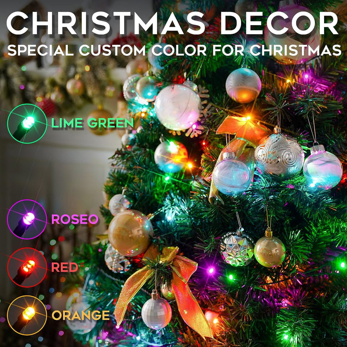 Silensys 68Ft 205 LEDs Christmas String Lights,8 Modes Timer Chritsmas Tree Lights, Multi Colored for Indoor Outdoor Party Yard Garden