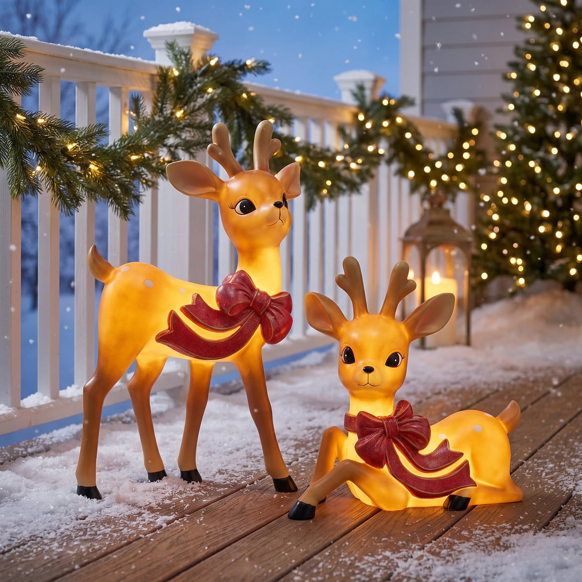 Blow Mold Vintage Deer Indoor/Outdoor Christmas Decoration, Multicolor, Set of 2, by Holiday Time