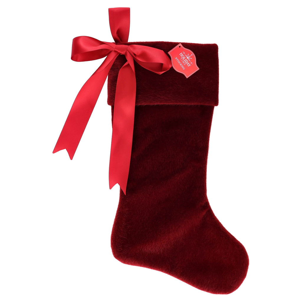 Mohair Christmas Stocking, Burgundy, 20", by Holiday Time